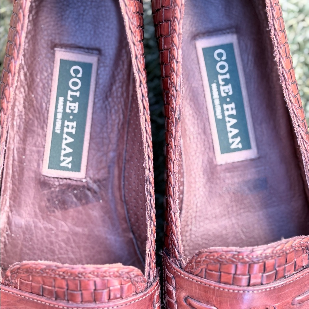 Cole Haan Tan Woven Leather Loafers - Picture 6 of 9